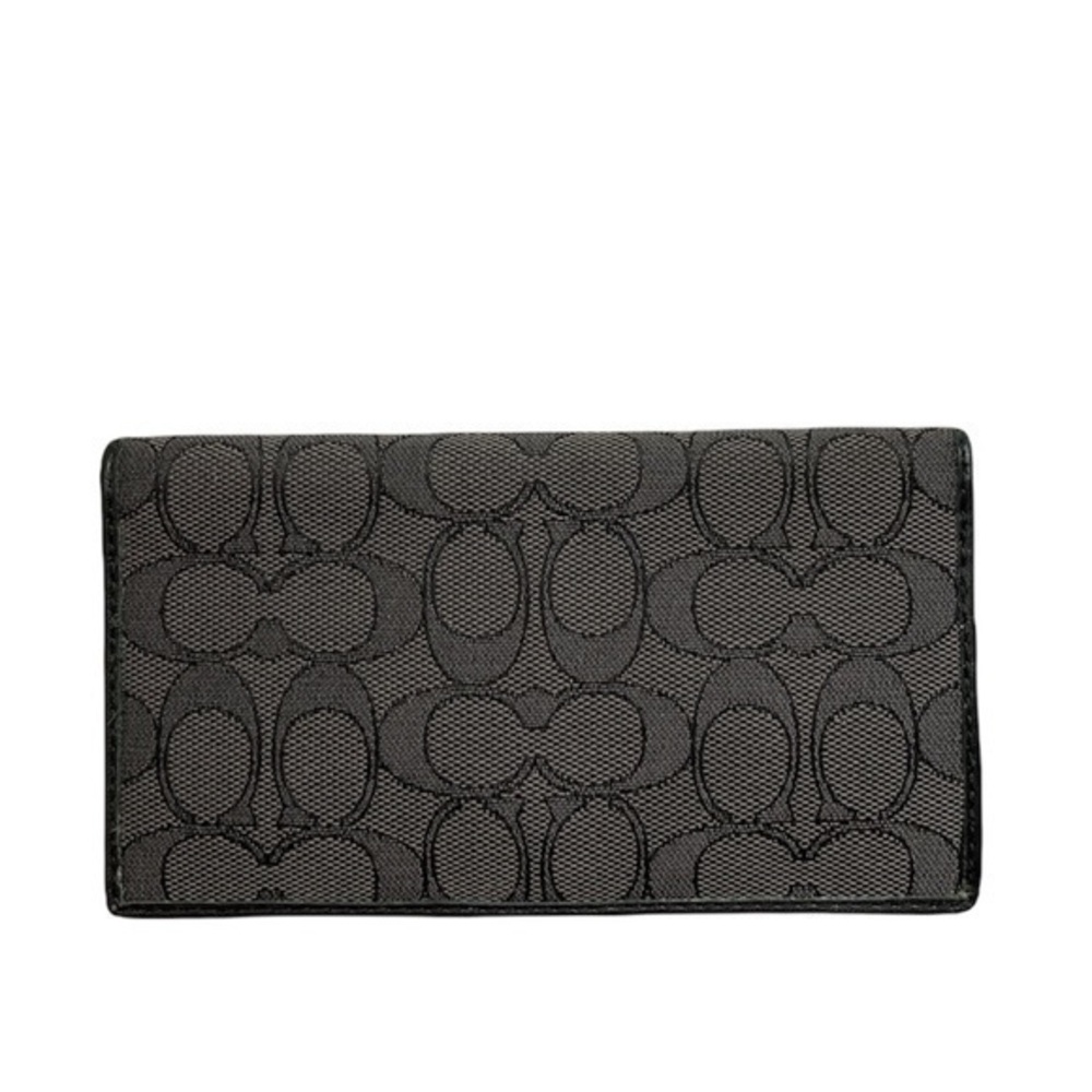 Coach black gray signature checkbook slipcover